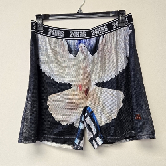 24HRS Wonderland Photo Print Mesh Basketball shorts Black L - Picture 5 of 5